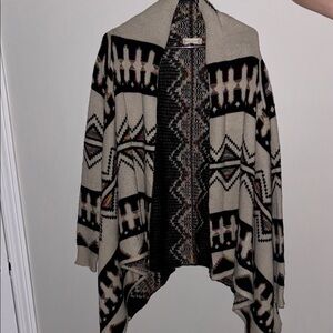 Black and Cream Geometric Cardigan Sweater